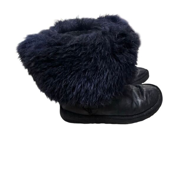 UGG Women's Black Mini Toscana Cuff Fluff Sheepskin Shearling Boots Size 8.5 - Picture 1 of 10